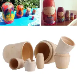 DIY Kindergarten Handicraft Material Unpainted Blank Wooden Embryos Russian Nesting Dolls Matryoshka Toy Doll