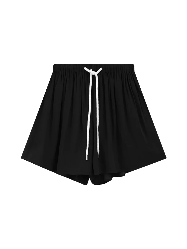 Women Summer High Waist Skirt Shorts Loose Fit Lightweight Soft Fabric Pants Casual Slimming Comfy Wide Leg Pleated Culottes