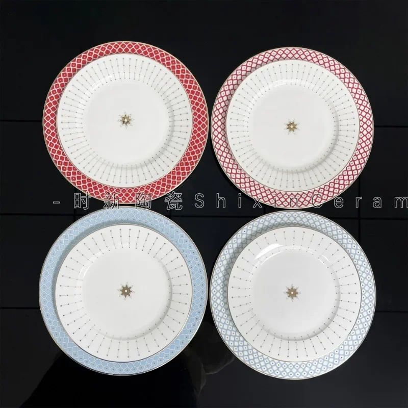 

European Christmas Western Cuisine Plate Ceramic Hotel Restaurant Steak Plate Phnom Penh Star Breakfast Dessert Flat Plate