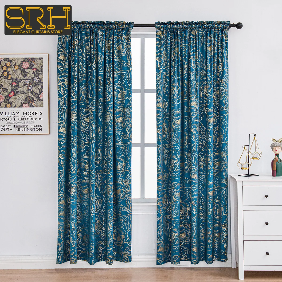 

Luxury Hot Stamping Dutch Velvet Colored Blackout Curtains for Bedroom Living Room House Window Decor Thicken Cloth Customized