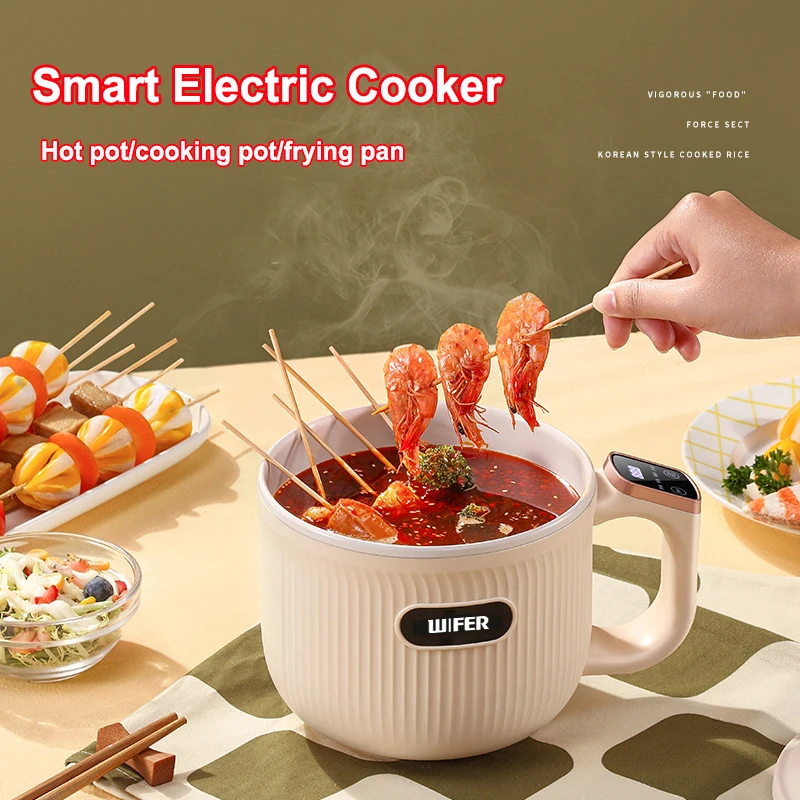 

New Multi-function Rice Cooker 500W 1.2L Smart Electric Cooker Small Hot Pot Portable Travel Ramen Pot for Dormitory Home Use