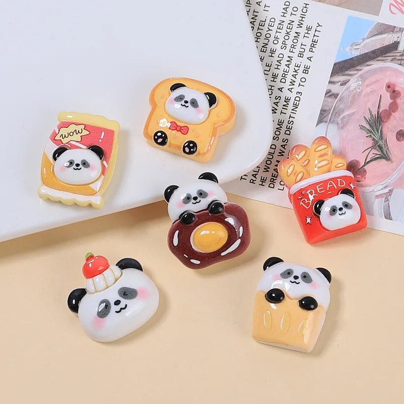 10pcs/lot Panda Cake Candy Flatback Resin Cabochons Scrapbooking For Phone Case Decoration Crafts DIY Dollhouse Accessories