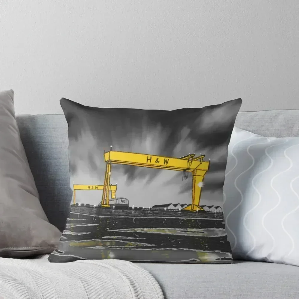 

Harland and Wolff on a rainy night Throw Pillow luxury covers Custom Cushion Rectangular Cushion Cover pillow