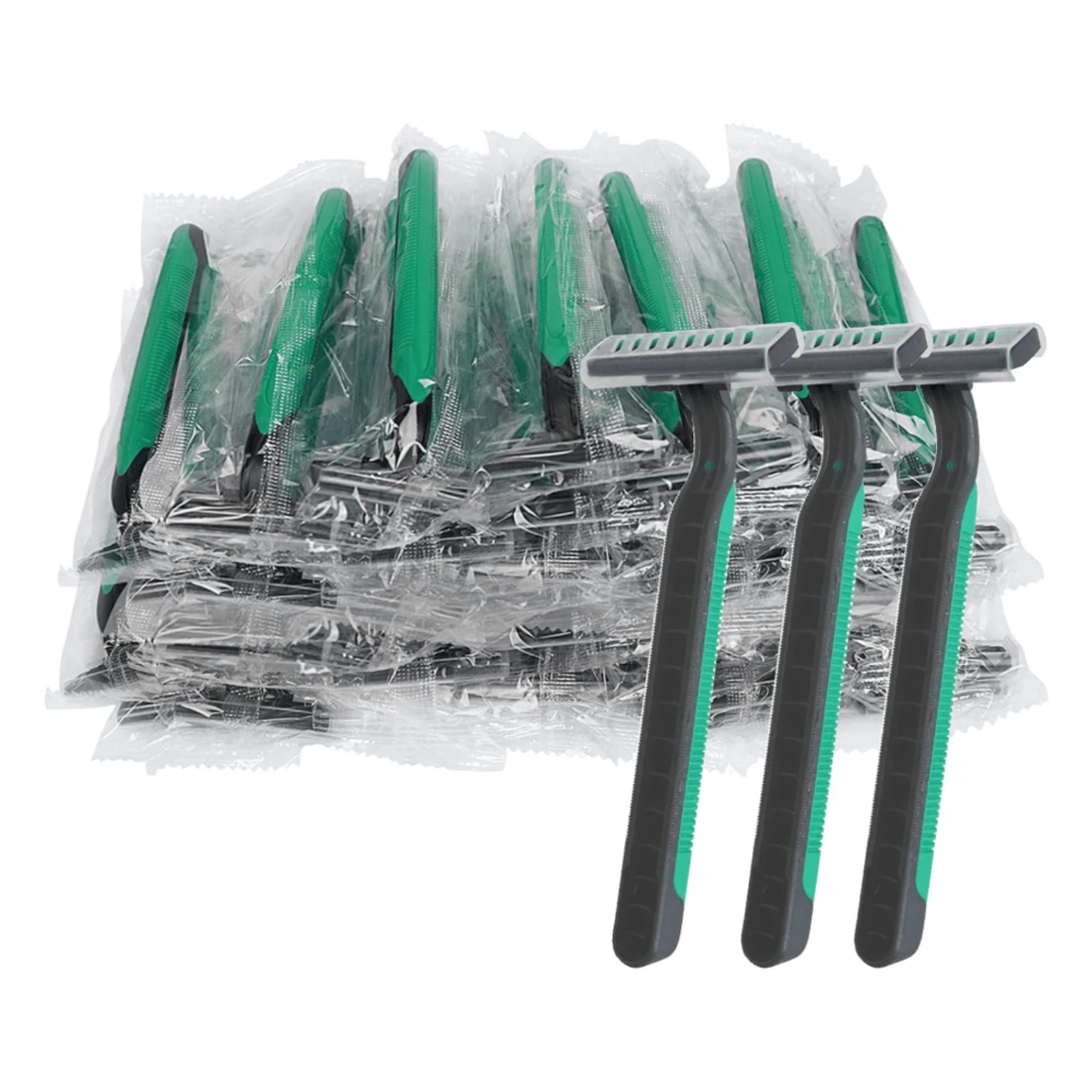 50 Pack Disposable Razors with Plastic Handles, Individually Wrapped, Washable for Travel and Hotel Use