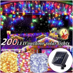 200LED Solar Copper Wire Light Garden Decor Fairy LED Light Outdoor Waterproof Starry Sky Copper Wire String 8 Lighting  Modes