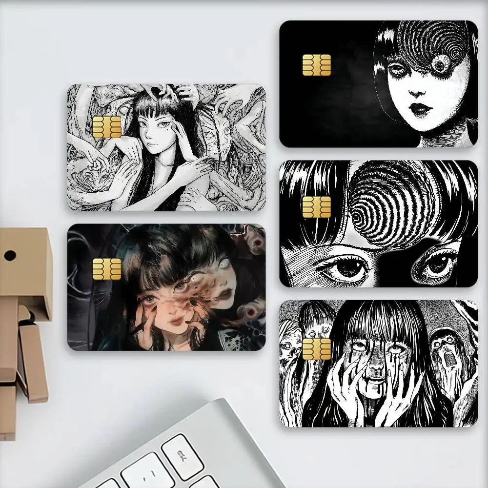 Japanese Junji Ito Tomie Credit Decorative Card Stickers Suitable For Bank Cards Metro Transit Anti-scratch Gift 4PCS