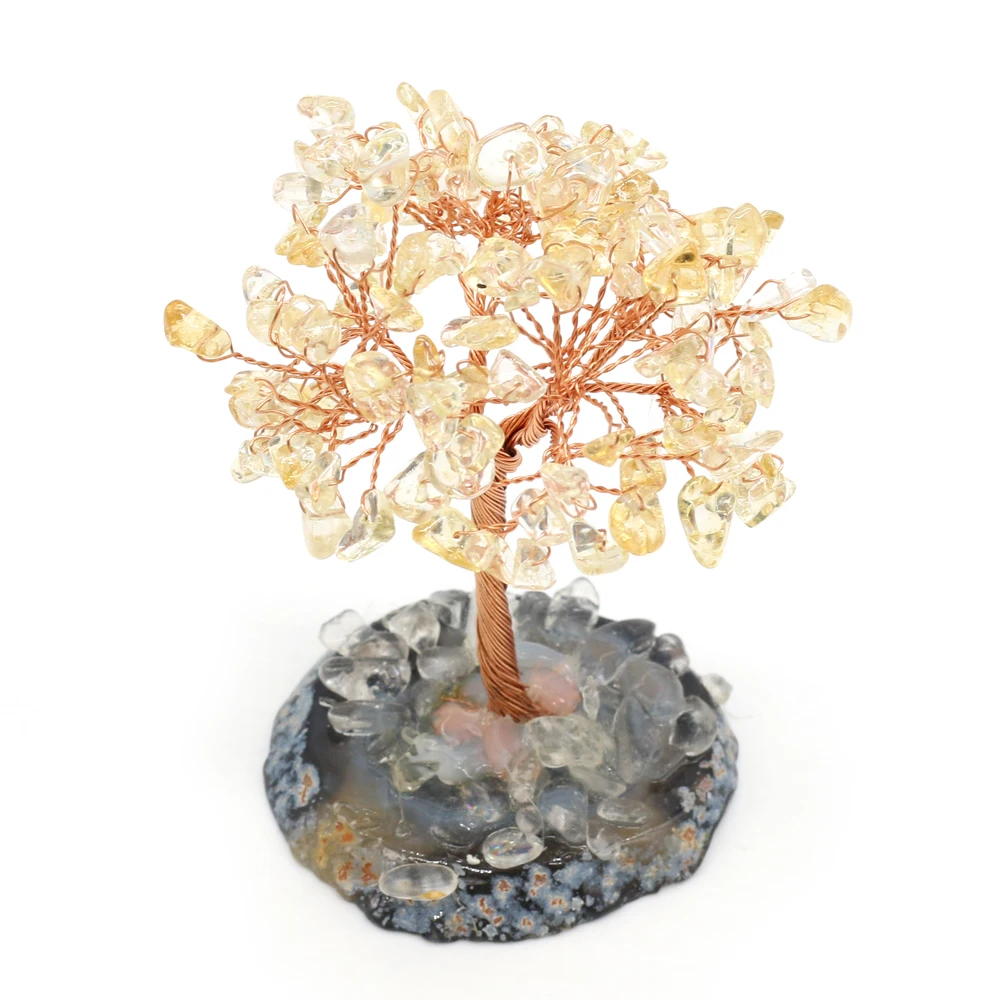 

Natural Citrine Gravel Copper Wire Winding Tree of Life Home Decoration Aura Healing Crystal Bedroom Desk Ornaments Lucky Gift