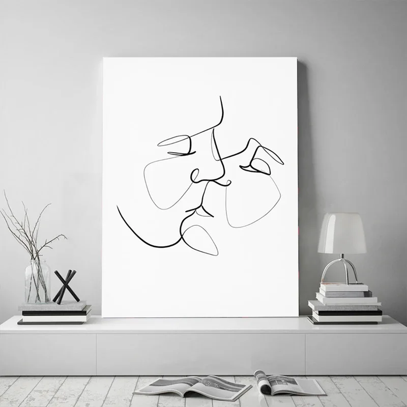 

Couple Kissing A Line Art Print Art Painting Posters and Prints Cuadros Wall Art Pictures for Living Room Home Decoration