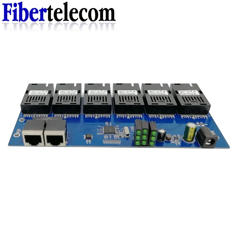 10/م/2 rj45 6x47 m sc منفذ ألياف إيثرنت سريع ، 6 sc 20 ، محول وسائط الألياف البصرية ، pcba