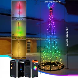 Outdoor Flag-Pole Christmas Tree, Artificial Christmas Tree with Lights Wireless App Control,Star Topper for Holiday Decor