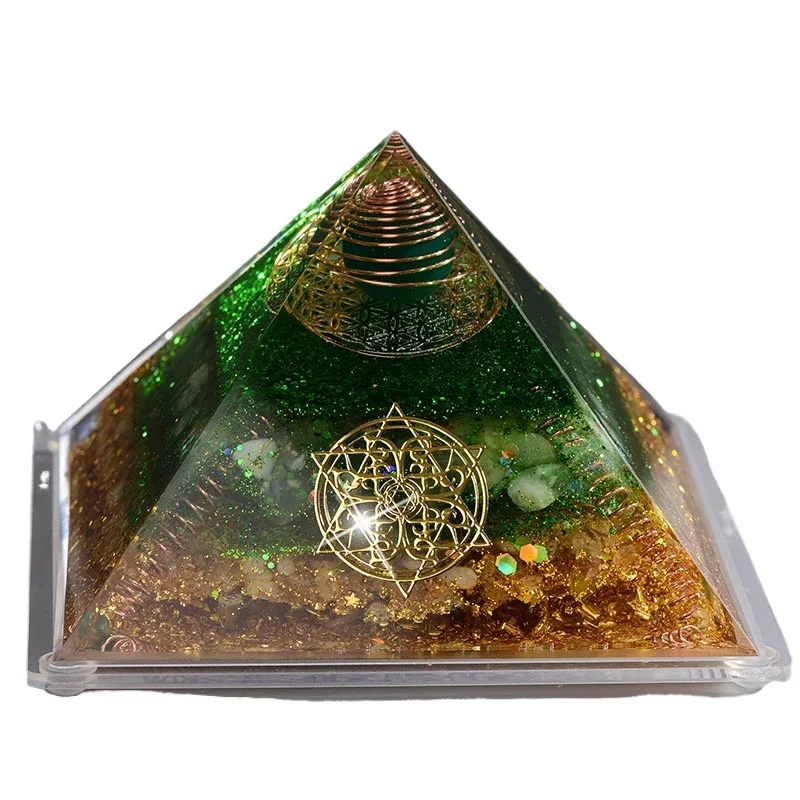 

New, crystal ball, chakra, pyramid, broken crystal, energy pyramid, tabletop ornament.