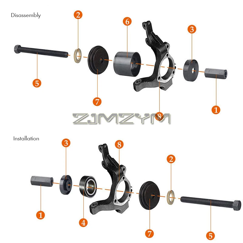 Wheel Bearing Press Kit for Front Wheel Drive Bearing Removal & Install, 23pcs Wheel Bearing Puller Tool Set with Sliding Screws