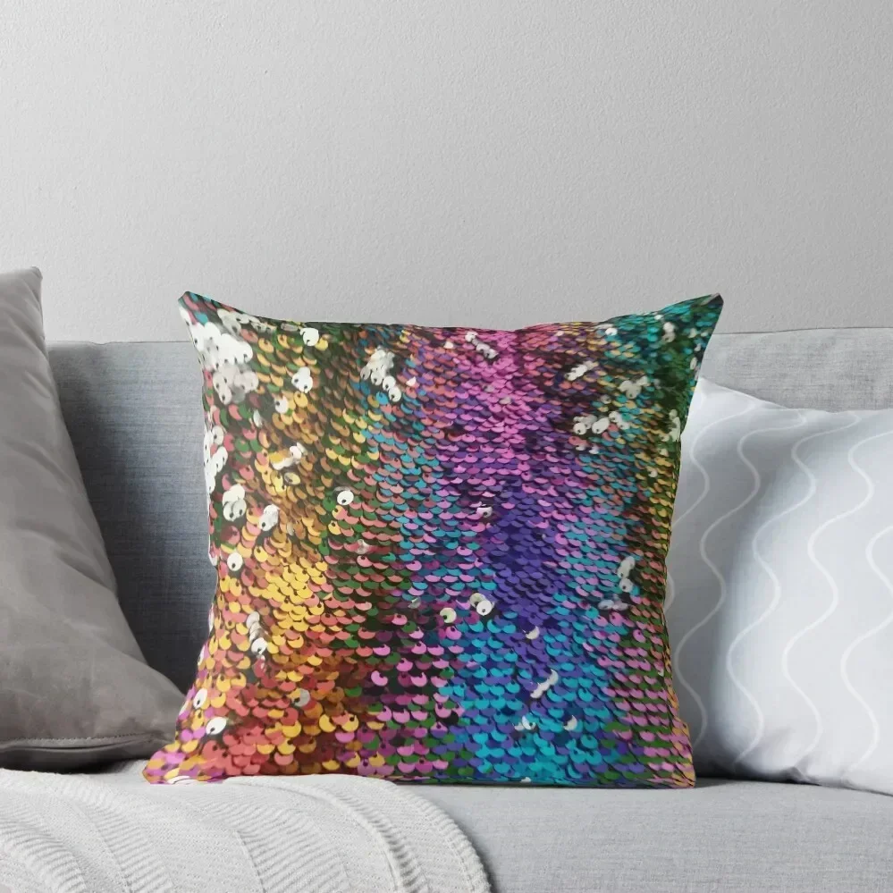 

Photographic Image of Multi-colored Sequins Throw Pillow Cushion Cover Luxury pillows decor home luxury decor pillow