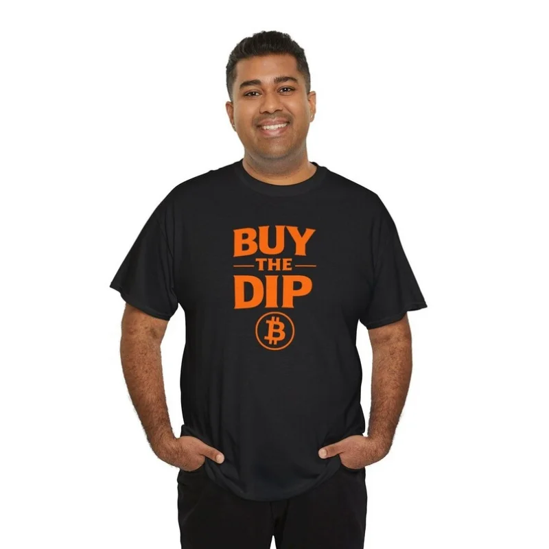 

Buy The Dip Bitcoin Crypto style Gift t shirt for Crypto Traders 100% cotton printed Bitcoin Symbol Graphic Tee All size tops