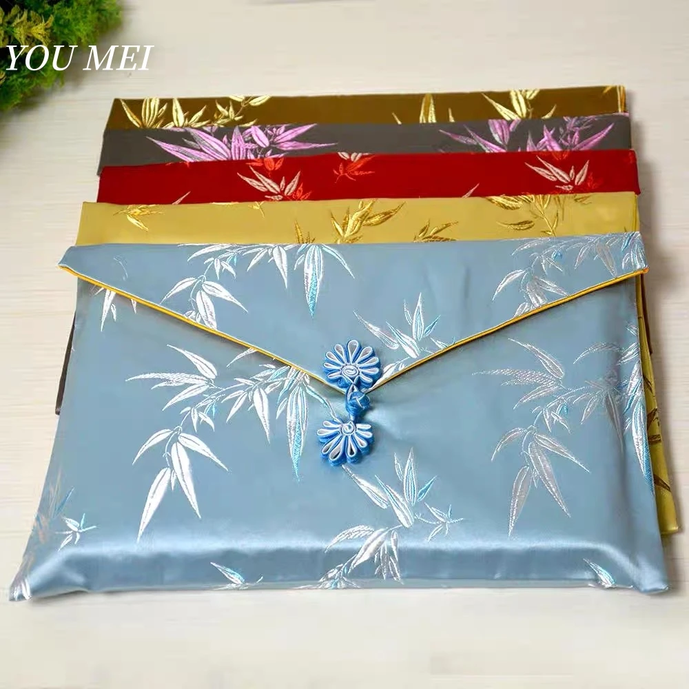 

Embroidered Bamboo Leaf Texture Sutra Storage Bag,Tibetan-Style Text Scripture Bag,Sutra Organizer Buddhist Religious Item