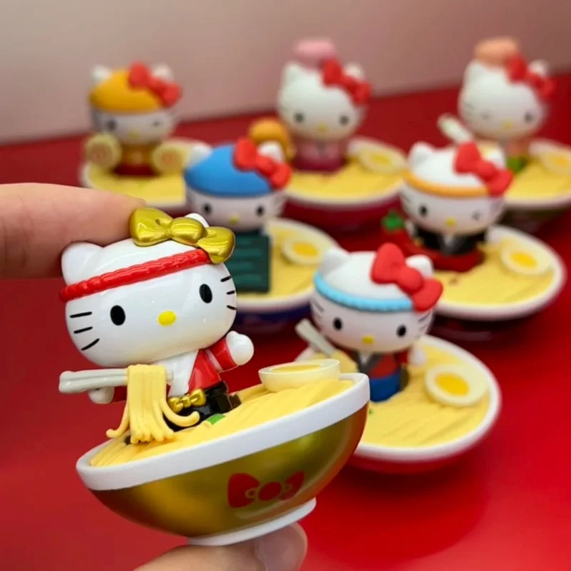 Original Hellokitty Ramen Hall Series Bobo Cute Bean Blind Box Hellokitty Kawaii Mystery Box Figurine For Girls New Year Gifts