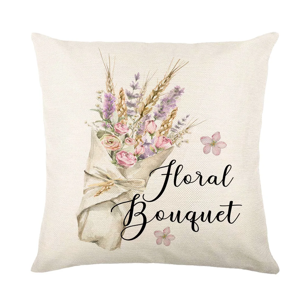 Spring Pastoral Flower Series Printed Pillowcase Home Bedroom Living Room Sofa Decorative Pillowcase Cover Car Cushion Cover