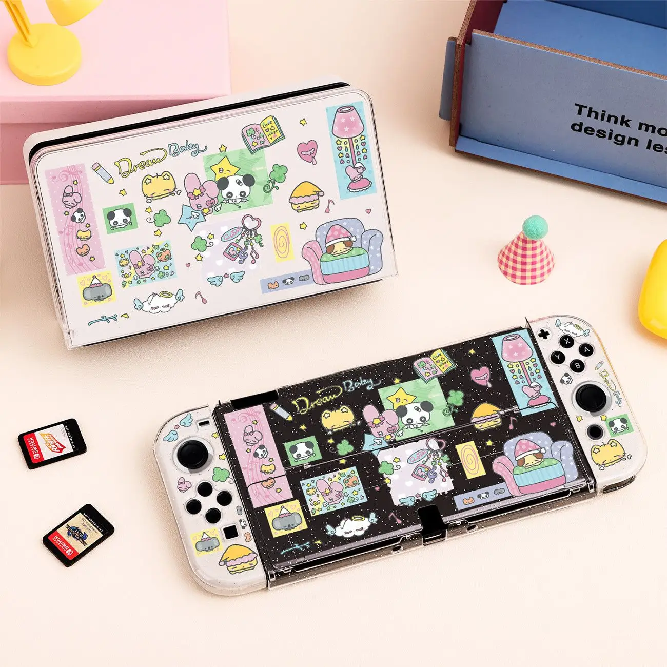 Transparent Glitter Switch 2 Case Dockable Joy-Con Kawaii Non-Slip Grip Shell for Nintendo Switch 2/OLED/NS Split Console Cover