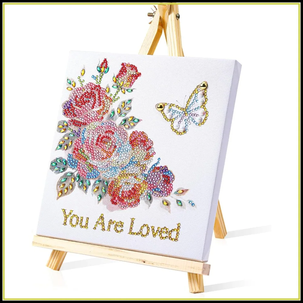 5D Diamond Painting Kit for Adults - 8x8in Framed Art with Stand, Special Shaped Drills, Desktop Decor Gift for Her