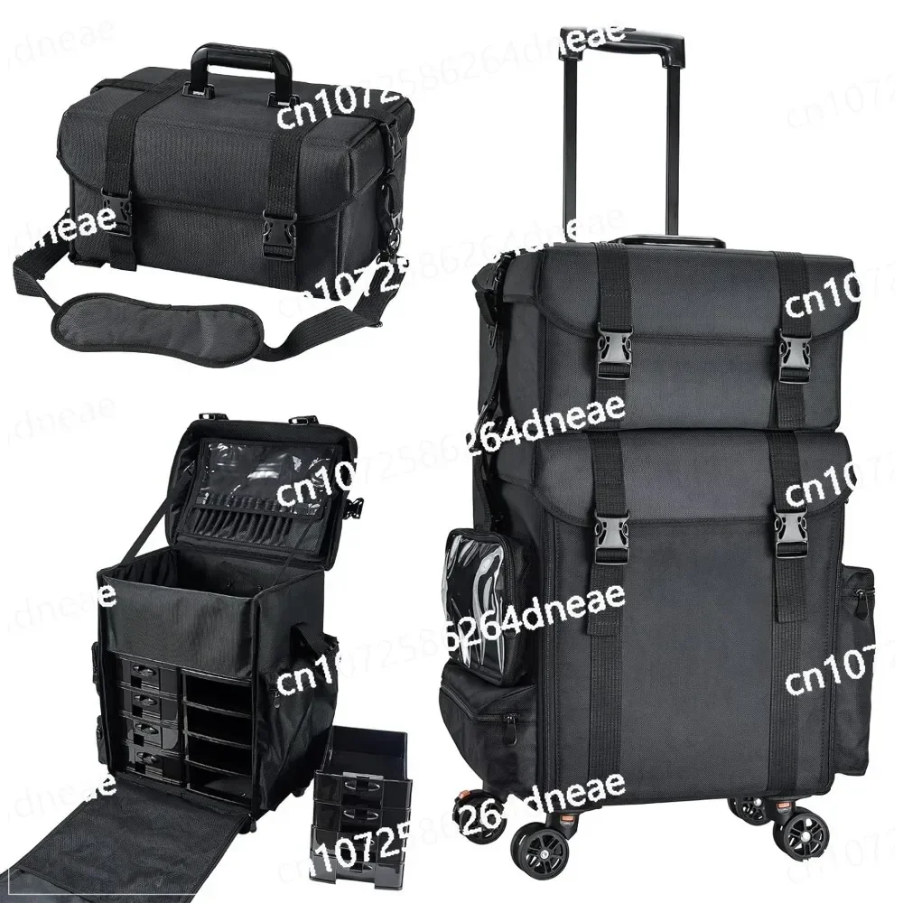 Viagem Maquiagem Rolling Case com Rodas, Trem Cosmético Caso, Soft Sided, maquiador, 2in 1