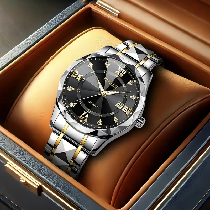 أزياء رجالية ساعات الفولاذ المقاوم للصدأ ساعات كوارتز فاخرة ساعات رجال الأعمال ساعات رجالية