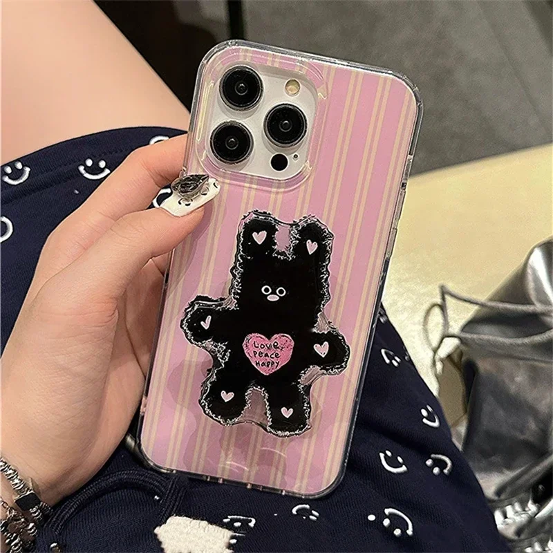 

Black Rabbit Phone Case For iPhone 16 16E 15 Pro Max 14 11 13 Mini 12 XR 8 7 Plus X XS Cover