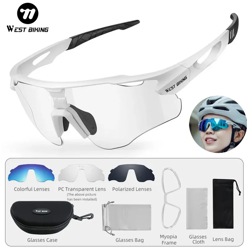 

WEST BIKING Cycling Glasses Men Women UV400 Camping Goggles Photochromic Sunglasses Sports Driving Fishing Bike Eyewear