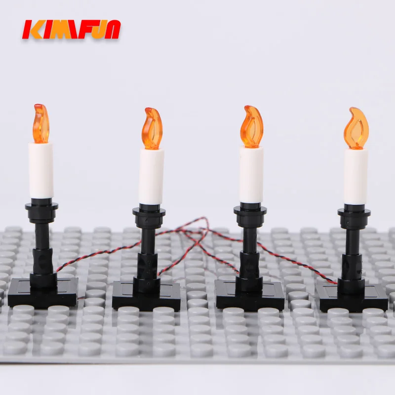 4PCS LED Candle Light City Package Garden Combination Automatic Flicker  Building Block Brick MOC Adult Gift Toy