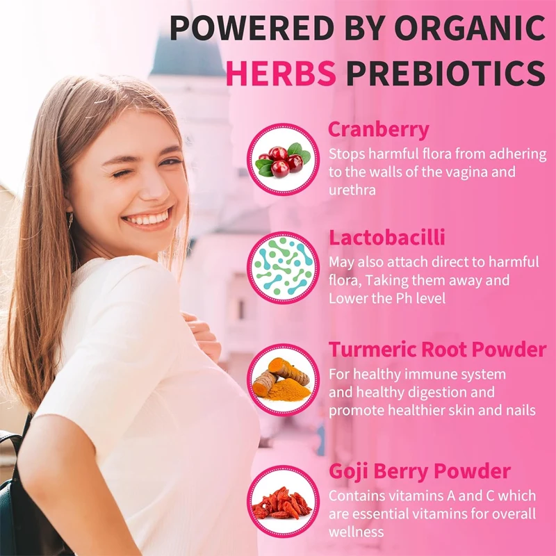 300 Billion Colony Forming Units of Probiotics,containing Prebiotic Cranberries,probiotics Promote Female Digestion and Immunity