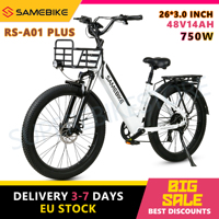 SAMEBIKE RS-A01 Plus Electric Bicycle Adults E-Bike 26” Fat Tire 750W 48V14Ah E-Moutian Bike Front Fork Shock Suspension