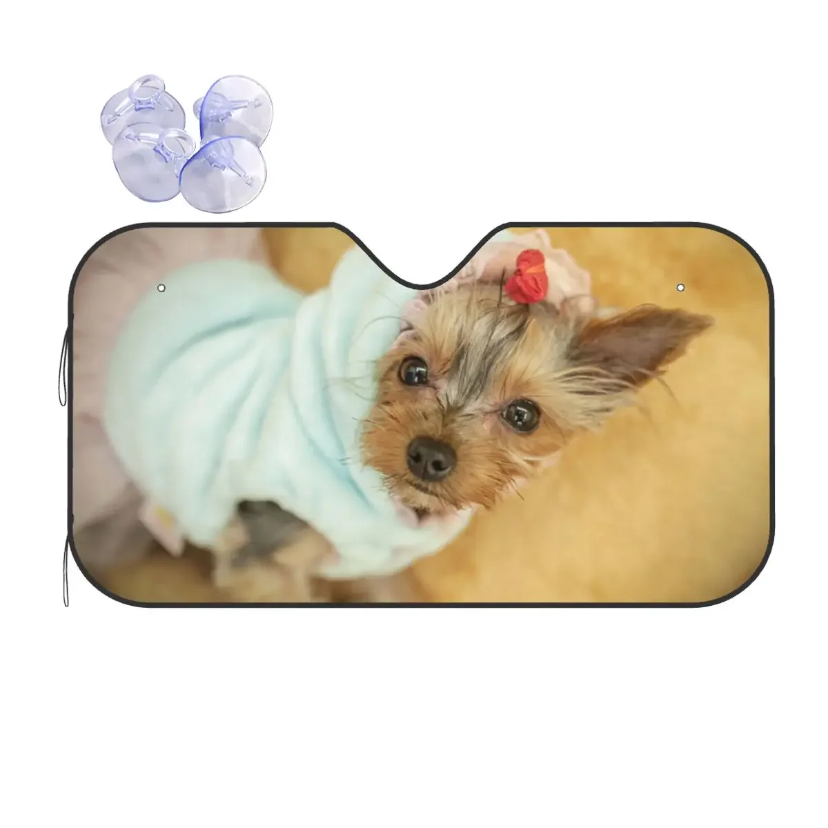 

Yorkshire Terrier Retractable Sunshade Windscreen 76x140cm Dog Animal Aluminium Foil Sunshade Visor Car-styling