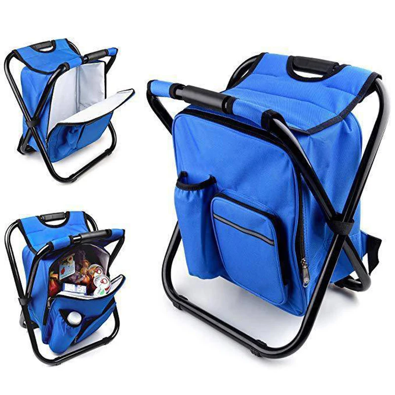 

Portable Outdoor Fishing Chair Bag - Folding Camping Stool with Insulated Cooler Hiking Seat Table Bag Bear Resistant Backpack