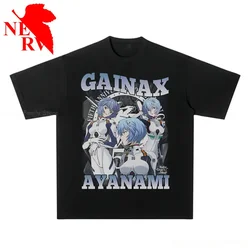 -Camiseta de EVANGELION Ayanami Rei para hombre y mujer, camisa de manga corta Harajuku de Anime, Top de Hip Hop de gran tamaño, ropa de calle