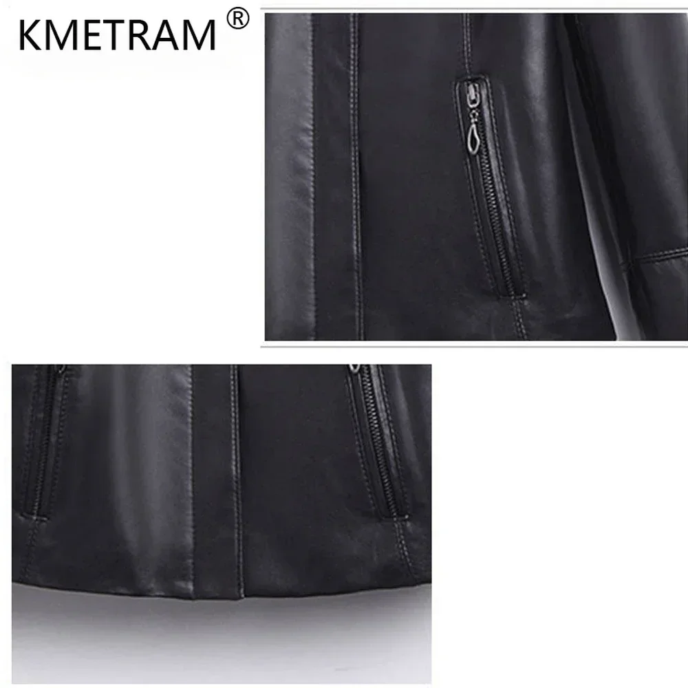 Jaket kulit domba asli 100% kerah Turn Down untuk wanita