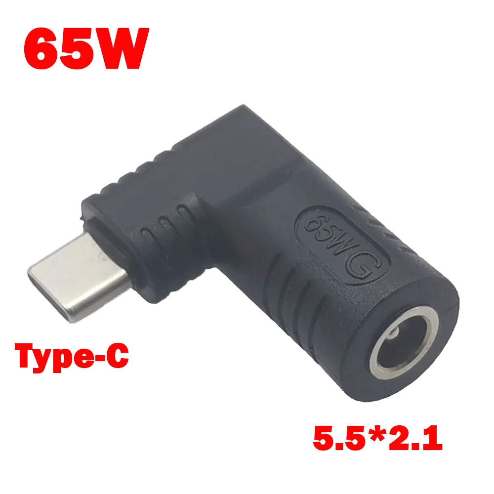 DC 5.5*2.1mm Jack Female To USB Type C Male Converter For Lenovo/HP/DELL PD 65W Laptop Type-C Power Charger Adapter Connector