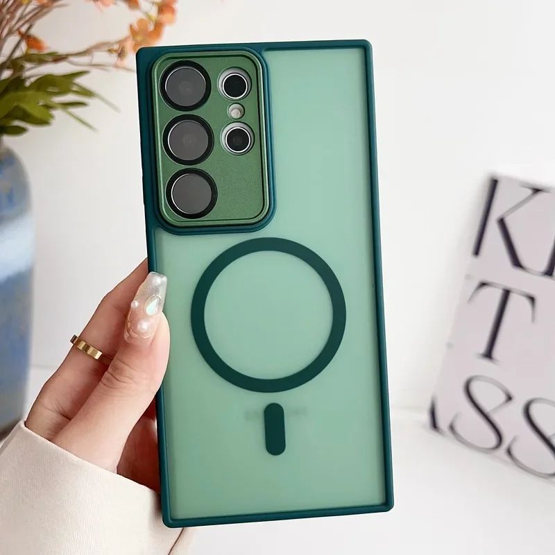 Para samsung galaxy s25 s24 s23 s22 ultra plus a35 a36 a56 a55 a26 a16 a06 a15 caso de telefone magnético lente da câmera capa proteção