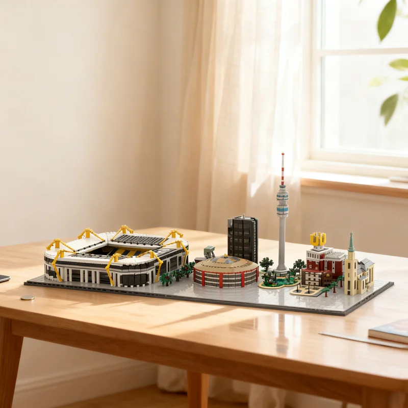 

7730 деталей MOC: Архитектурная модель стадиона Дортмунд XXL, конструктор, игрушка, подарок, креативный коллекционный предмет для демонстрации, премиум-класс, для взрослых и детей, для дома