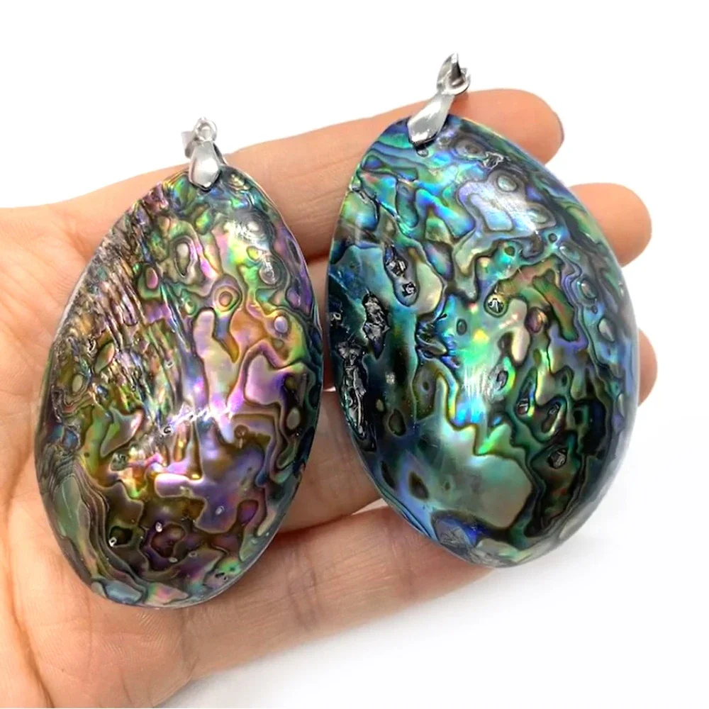 Vintage Colorful Double Sided Abalone Shell Pendants Charms Random Size Natural Mother Pearl Shell Pendants for Jewelry Making