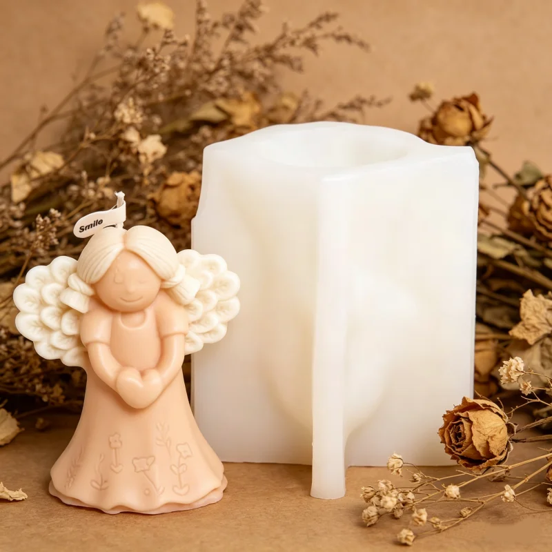 Guardian Angel Silicone Candle Mold DIY Smiling Cherub with Heart, Flower & Teddy Bear Resin Epoxy Angel Ornament Tools Home Dec - view 3