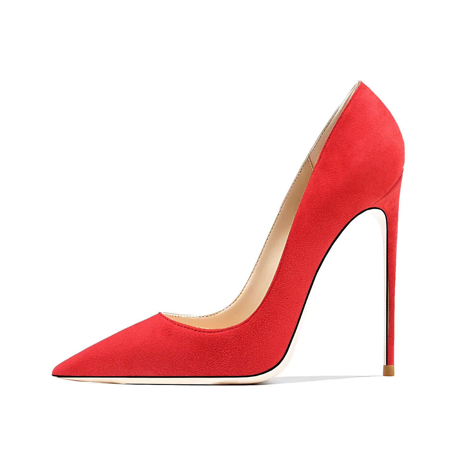 Pointed Shallow Suede 12cm Stiletto Pumps Party Shoes For Women