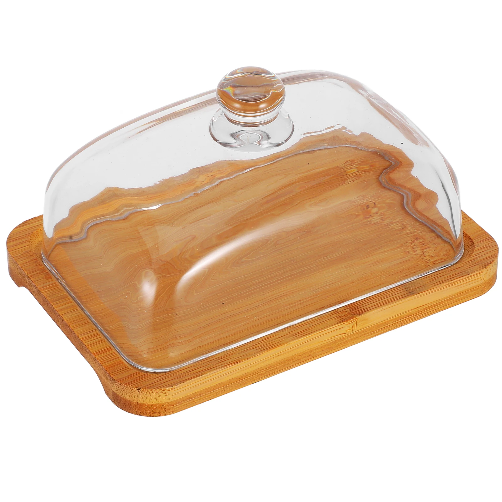 

Wooden Butter Glass Lid Cheese Cheese Dome With Glass Lid Storage Tray Crock Countertop Bamboo Cupcake Plate Base Mini Cake
