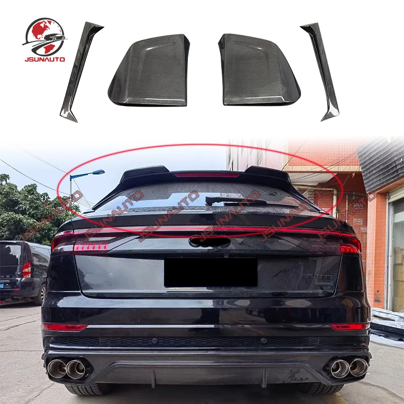 Car Spoiler For Q8 Facelift AT Style Carbon Rear Trunk Wing Diffuser For 2017-2023 Q8 Carbon Roof Spoiler