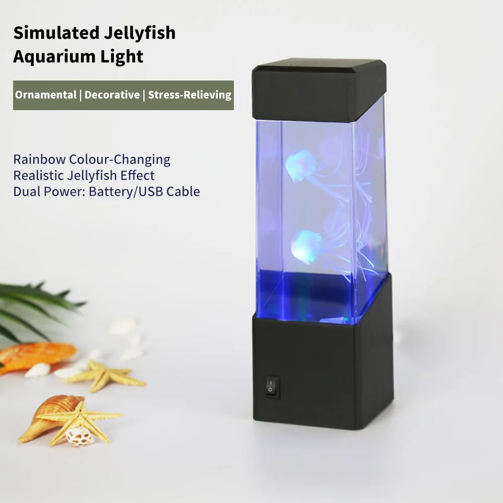 Fantasy Jellyfish Floating Lamp with Color Changing Light Effects, Sensory Synthetic Fish Tank Aquarium Mood Lamp