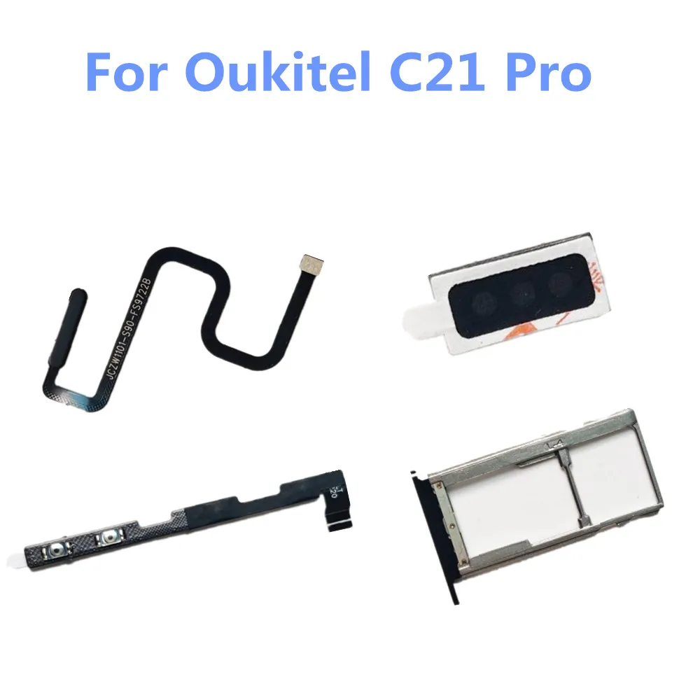 

For Oukitel C21 PRO Phone Sim TF Card Holder Tray Slot+Fingerprint Sensor+Power Volume Control Button Side FPC+Earpiece Receiver