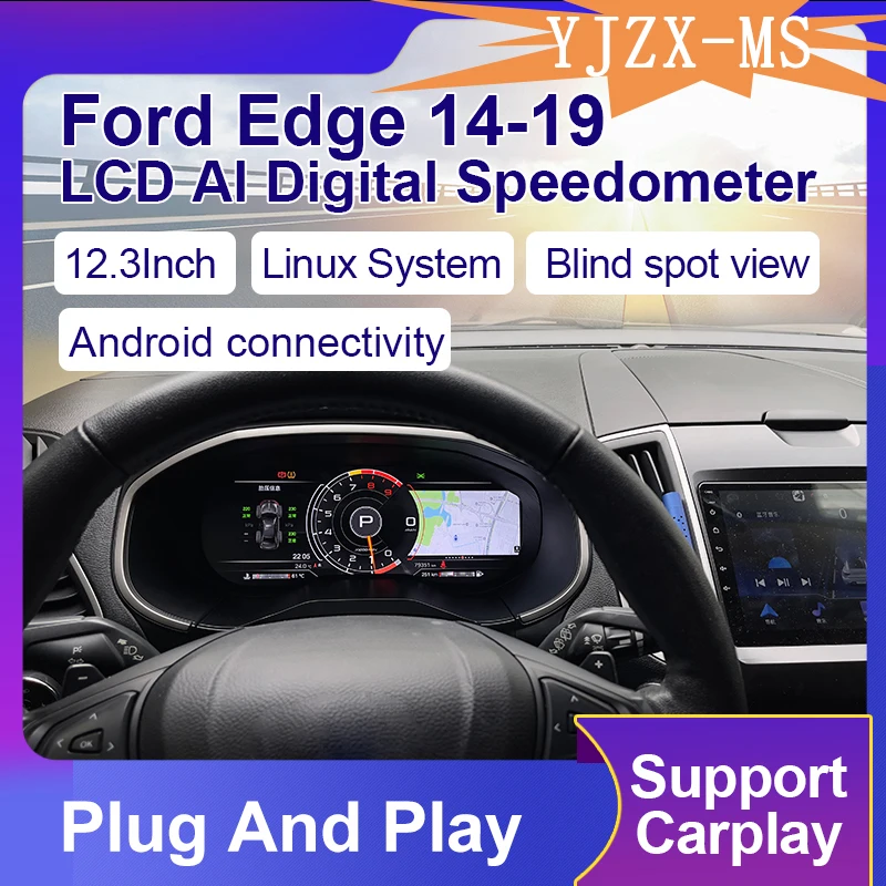 12.3 Inch LCD Digital Speedometer Instrument Cluster For Ford Edge 2014-2019 Dashboard Display Upgrade Plug And Play