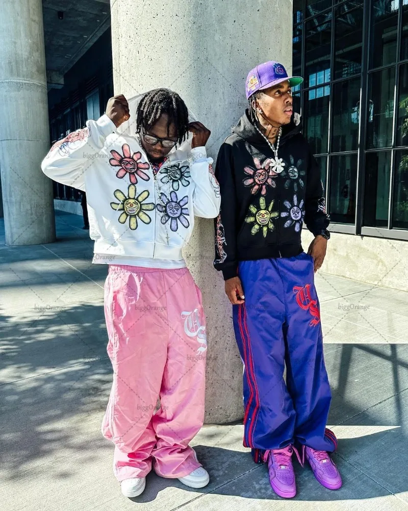 Hip-hop Street Trend marca sudadera de gran tamaño estilo gótico Punk estampado de letras cremallera Sudadera con capucha hombres estilo Harajuku chaqueta Casual