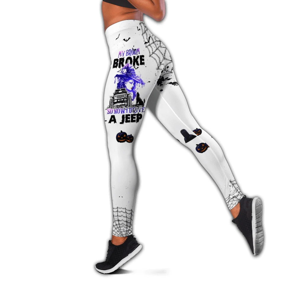 Engraçado menina halloween 3d impresso oco regata & leggings conjunto de fitness feminino comprimento total leggings yoga correndo calças ddk108