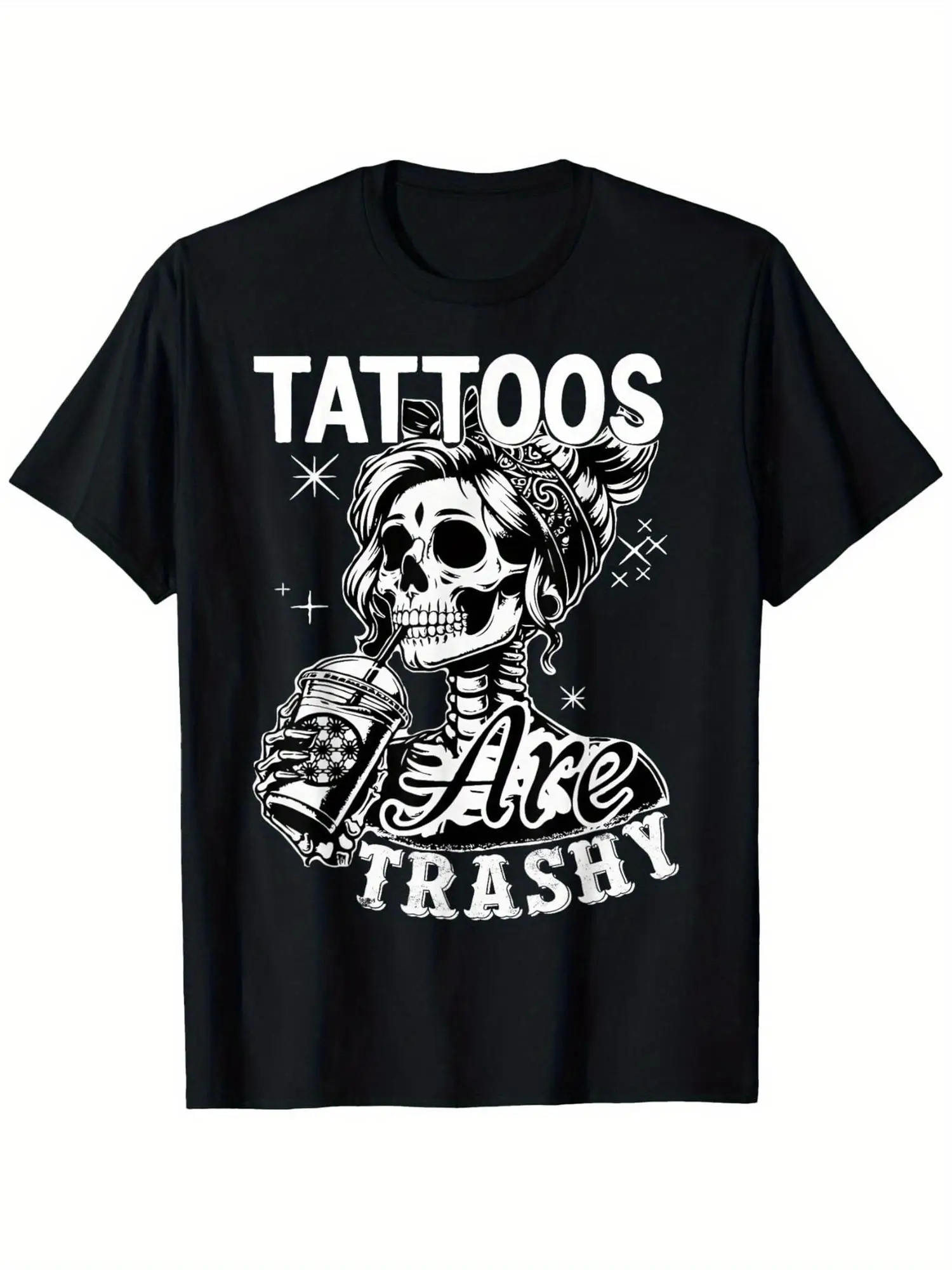 

Футболка Tattoos Are Trashy, хлопковая футболка унисекс с короткими рукавами, футболка с татуировкой черепа для мужчин и женщин, повседневная уличная одежда, повседневная футболка