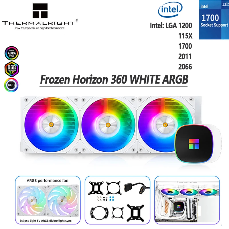 Thermal right Frozen Horizon White Argb Frozen Yajing Integrierter Wasserkühler Kühler CPU Kühler Intel115x