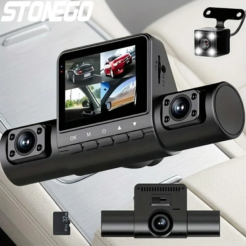 4 Lens Dash Cam 1080P Full HD Wide Angle Loop Recording Car Camera IPS Screen Button Control for Car Laptop